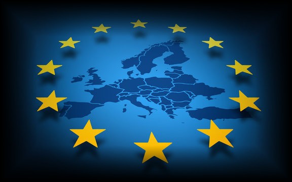 Europe map and stars